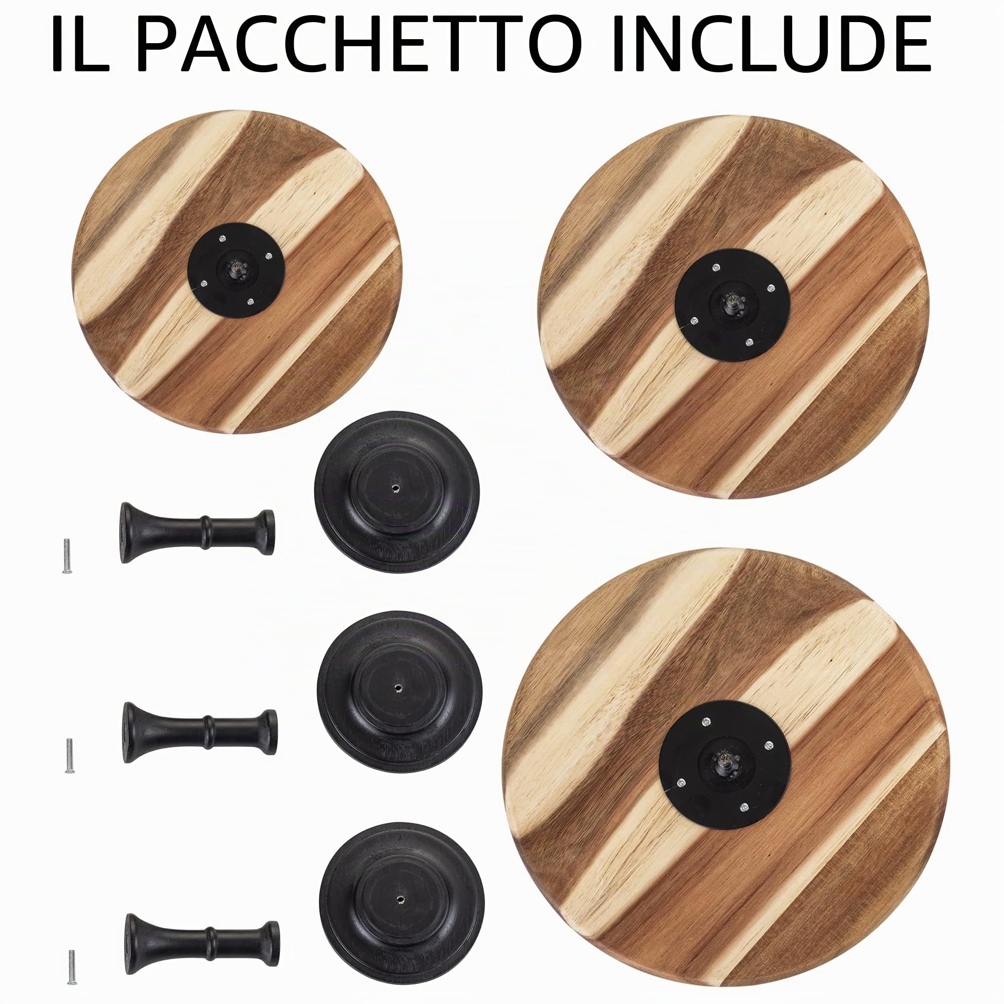 Nuptio Set di Alzate Torte in Legno: Espositore Rustico Torte Matrimonio Dessert Piatto Espositore Piedistallo Torte in Legno Compleanno Baby Shower, Set di 3