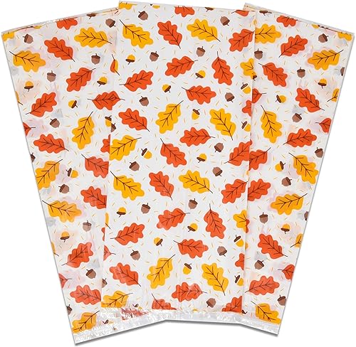 Miniatura 2 de Gift Boutique 100 bolsas de plástico de celofán con hojas de otoño para Acción de Gracias, bolsas de dulces de cosecha de otoño para fiestas
