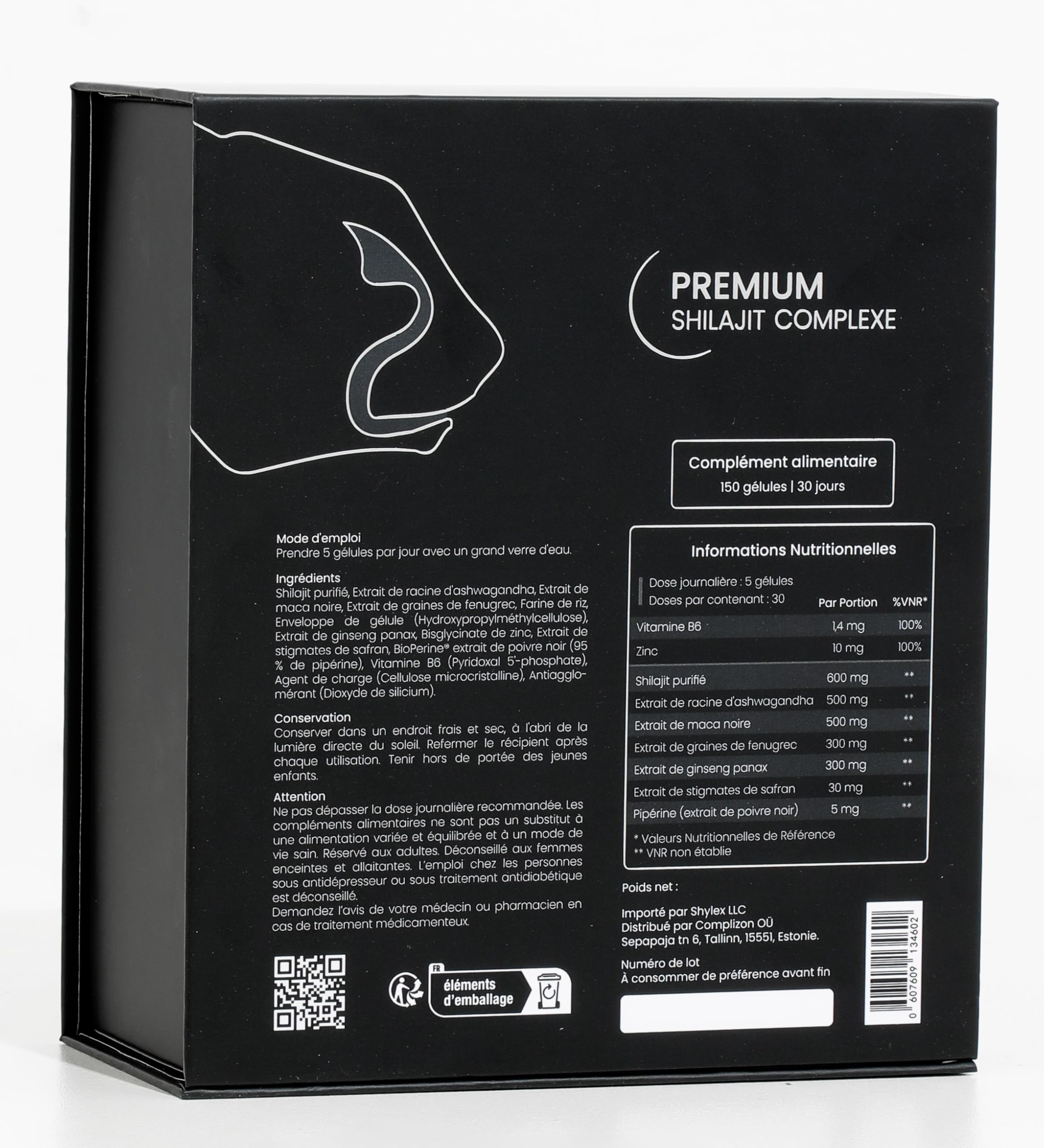 Shilajit Complexe certifié 150 Gélules Vegan – Booster de testostérone naturel avec Ashwagandha, Maca, Ginseng, Zinc & Safran – Energie, Endurance & Performances Masculine