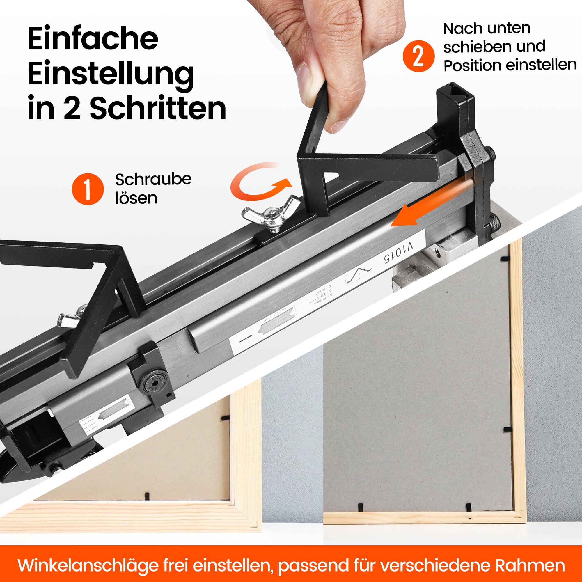 meite V1015B V Nagler für Bilderrahmen, pneumatischer Rahmenverbinder für 7 mm bis 15 mm V-Nägel, 30 Gauge, Holzrahmen-Nagelpistole für Bilderrahmen
