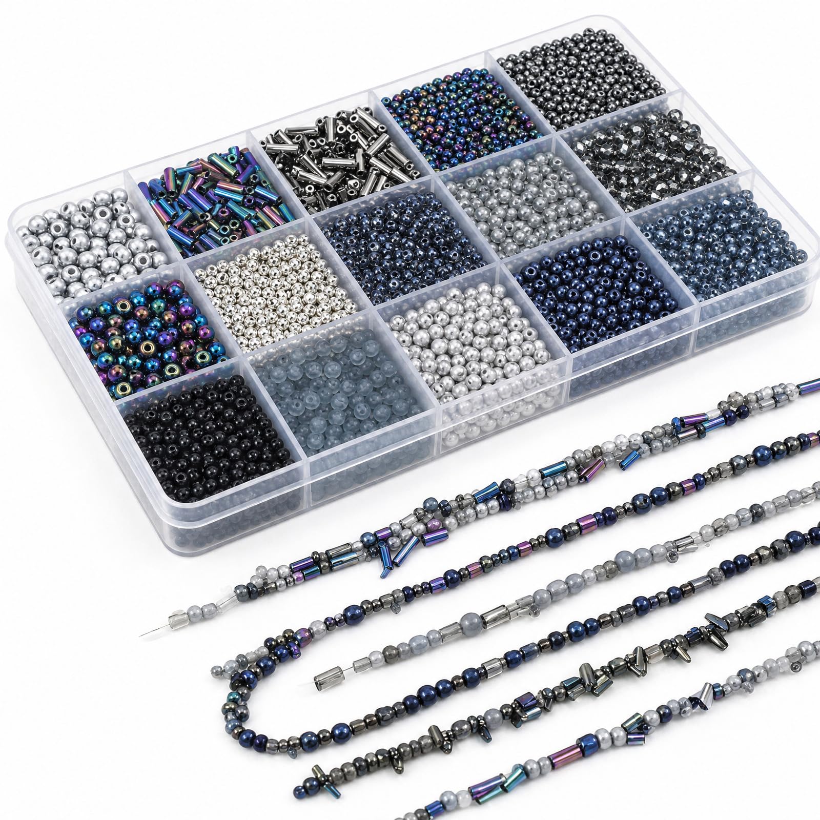 Glass Seed Bead Bracelet Making Kit, Embroidery Beads for Crafting (Black) โ image 1