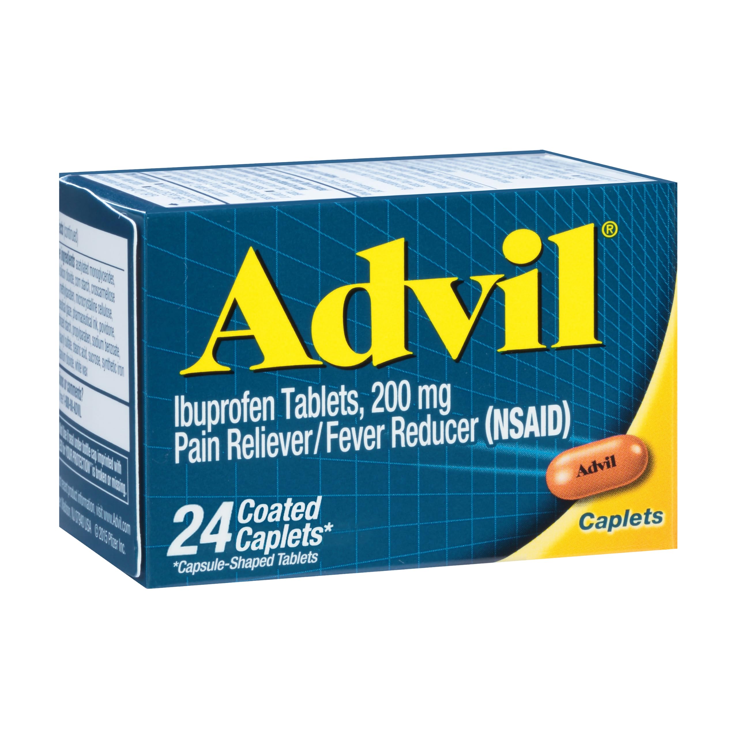 Advil Tablets, Ibuprofen 200mg, Pain Relief, 24 Count | Relieves Headaches, Back Pain and Minor Aches, Reduces Fever, Easy to Swallow Coated Tablets