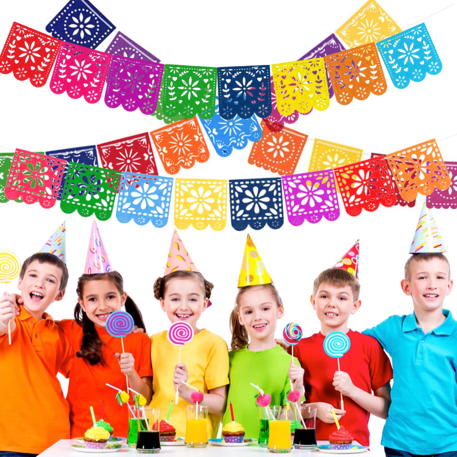 Décorations Bannières Jour Des Morts - 5 Pièces En Feutre, Thème Mexicain Crâne Pour Fête Ou Halloween