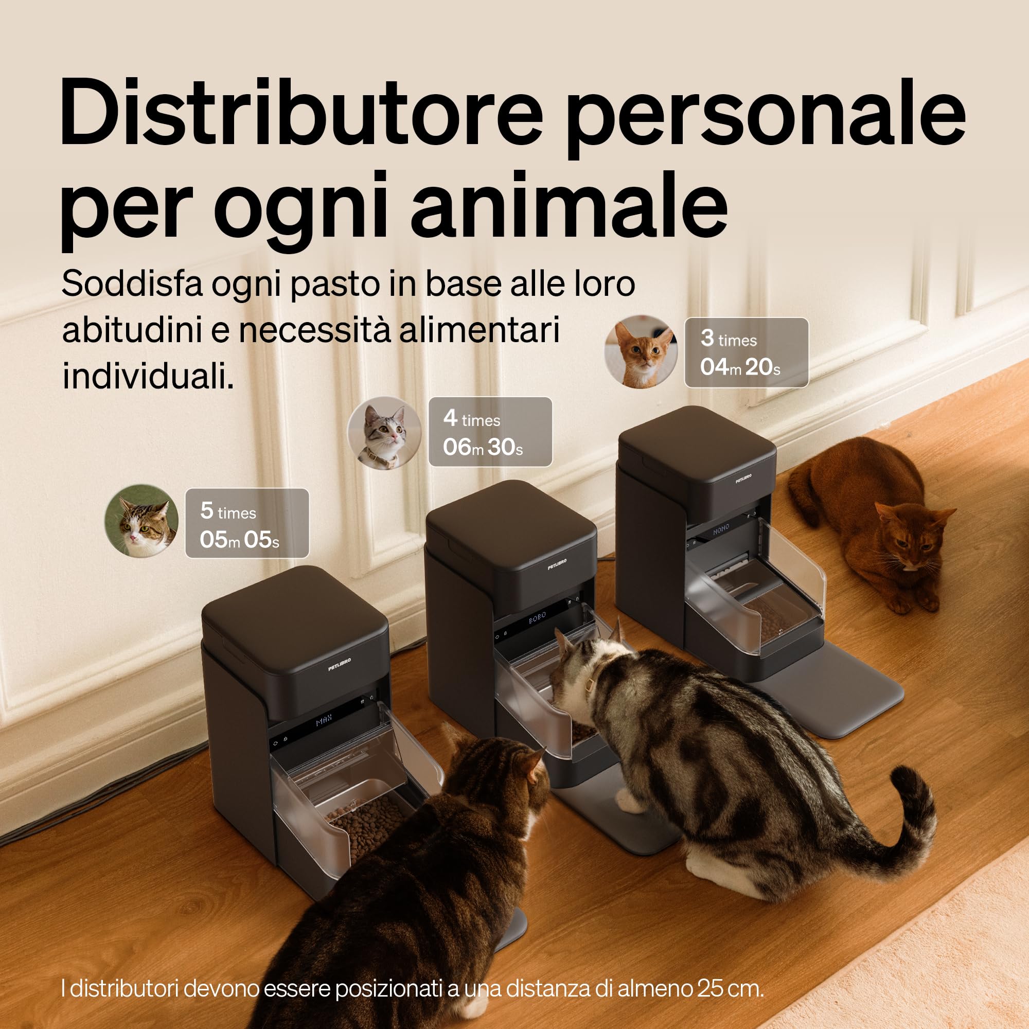 PETLIBRO Distributore automatico di cibo per gatti RFID 5G Wi-Fi, distributore automatico di cibo per gatti con sensore Collar, distributore automatico per gatti con app, 1-10 pasti, 3L, nero
