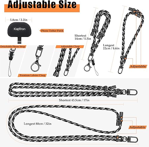 Vista 45 de Cordón universal para teléfono con correa para la muñeca, cordón ajustable para teléfono celular, correa para el cuello y correa para la muñeca