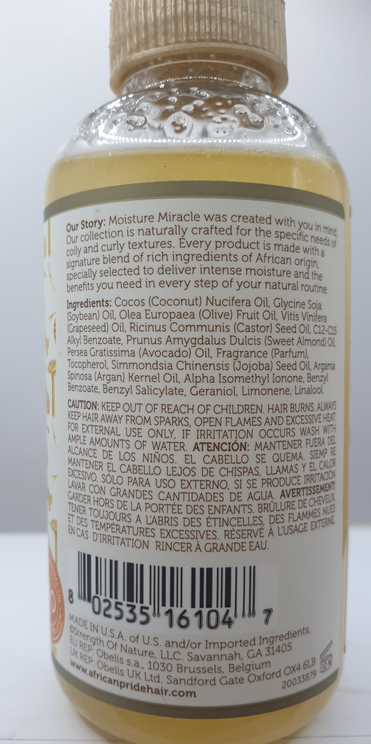 African Pride Moisture Miracle Leave-in Conditioner, Leave-in Cream and Miracle 5 Essentail Oils for Hair to Strength & Protect SET, Coconut Oil, Honey, Chococlate, Coconout Oil and Milk