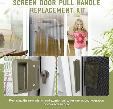 Sliding Screen Door Handle Replacement for Andersen Screen Door Hardware Kit Replacement Parts Screen Door Pull Handle Fit for Andersen Doors Form 1982 to Present(Stone Color)