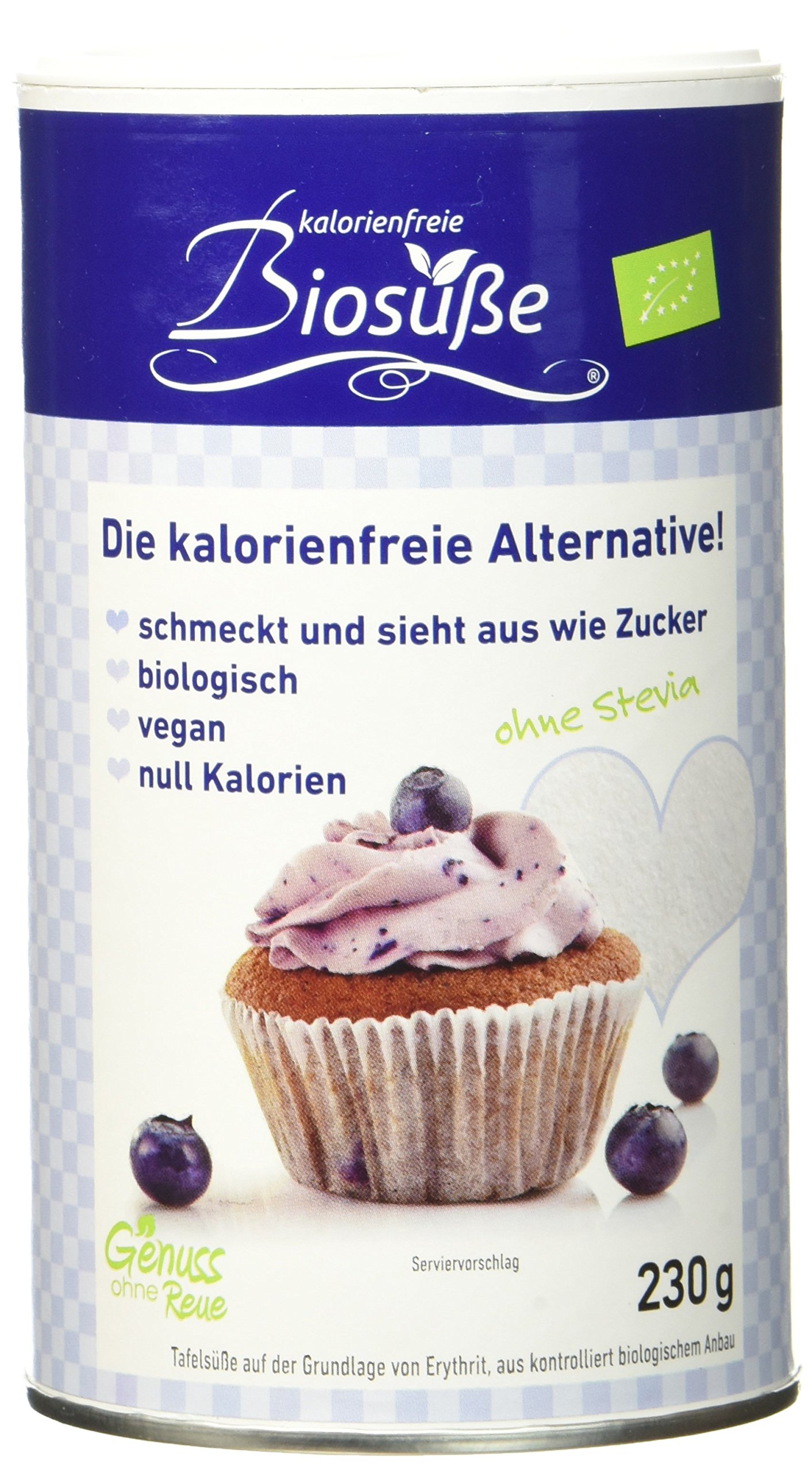 Biosüße Bio-Eryhrit kalorienfreier Zuckerersatz aus kontrolliert biologischem Anbau, 2er Pack (2 x 230 g)