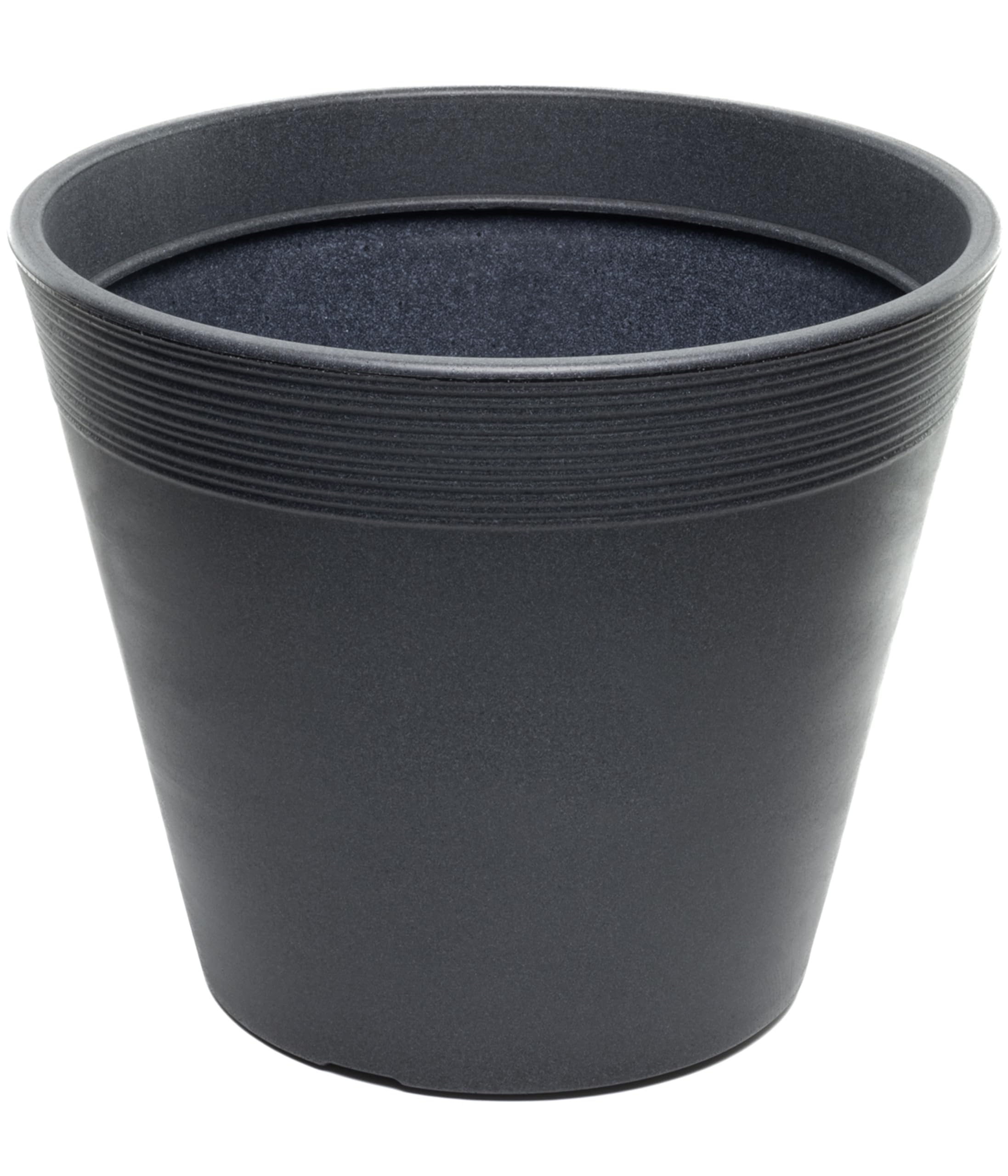 Dehner Groovy Flower Pot, Plant Pot, Frost-Resistant, UV-Resistant, Weatherproof, Recycled Planter, Approx. Diameter 47.5 cm, Height 41.2 cm, Plastic, Anthracite