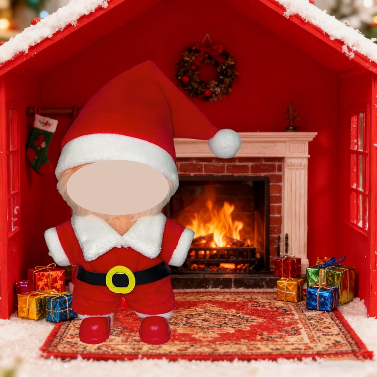 4 Sets Christmas Clothes for 17cm Dolls and Cute Seatbelt Cover to Display Your Dolls Accessories