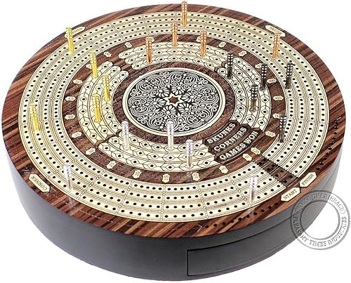 Miniatura 2 de Tabla de cuna continua de 4 pistas de forma redonda de 10" - Palisandro/arce - Cajón de empuje con campos de marcado de puntuación para zorrillos,