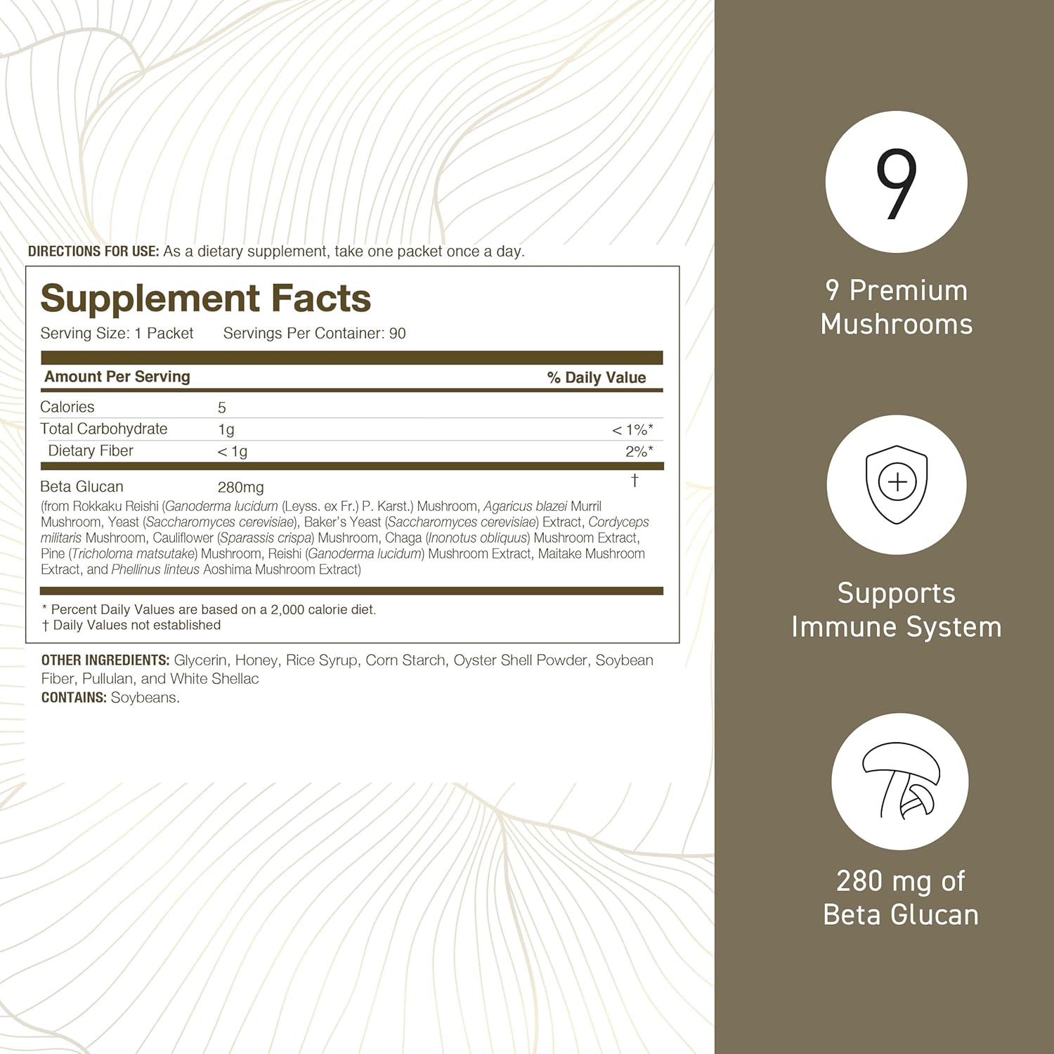 Umeken Beta Glucan, Immune Boost, Mushroom Extract, Dietary Supplement, Blend of 9 Premium Mushroom Extract Packets, Easy to Take Beta Glucan Supplements, 6 Month Supply, 90 Count Box, Pack of 2