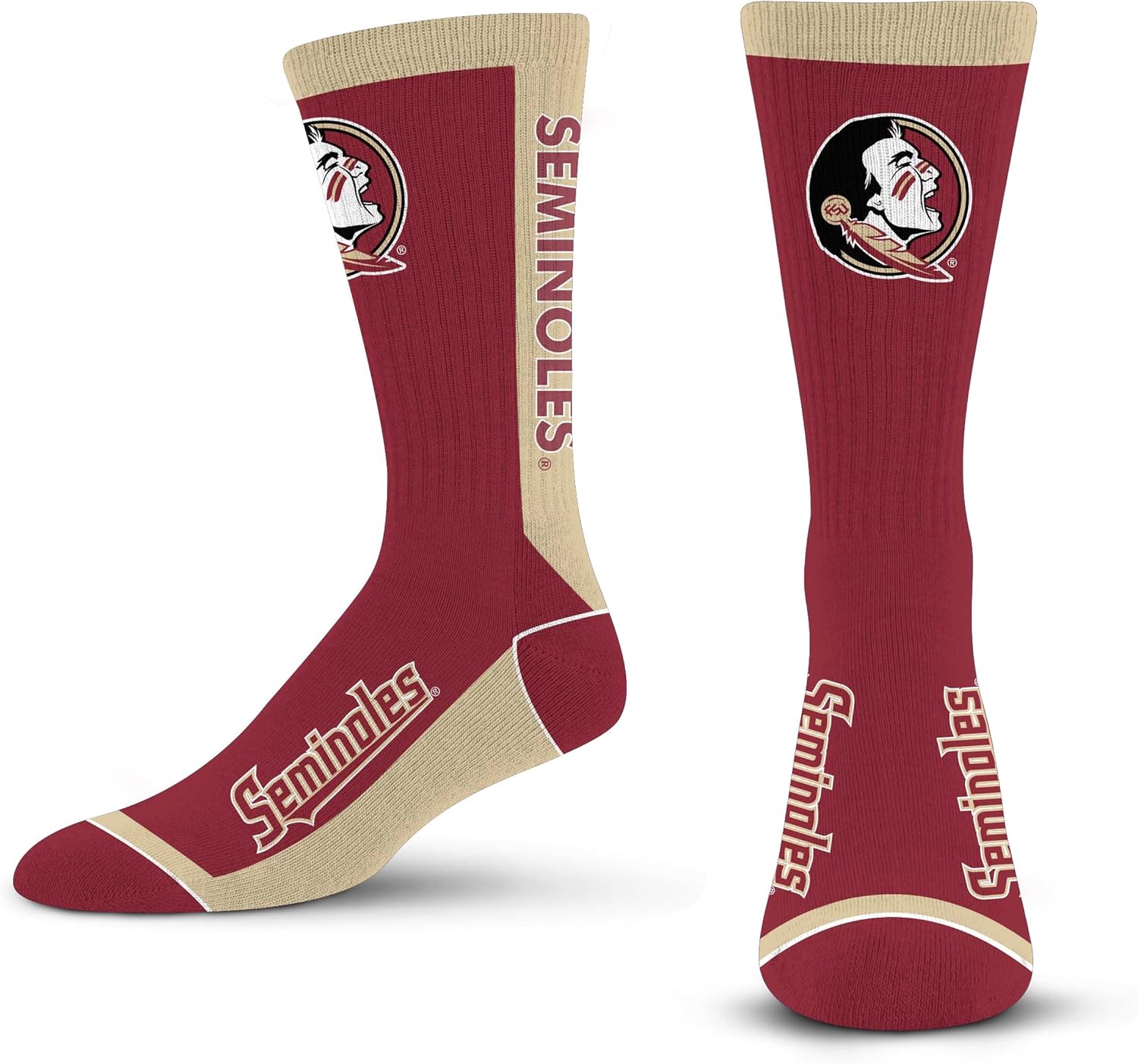 For Bare Feet NCAA FLORIDA STATE SEMINOLES MVP Crew Sock Team Color Medium - Image 2
