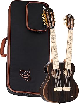 Custom Built Series Double Neck 4 & 8 String Tenor Acoustic-Electric Ukulele w/Bag