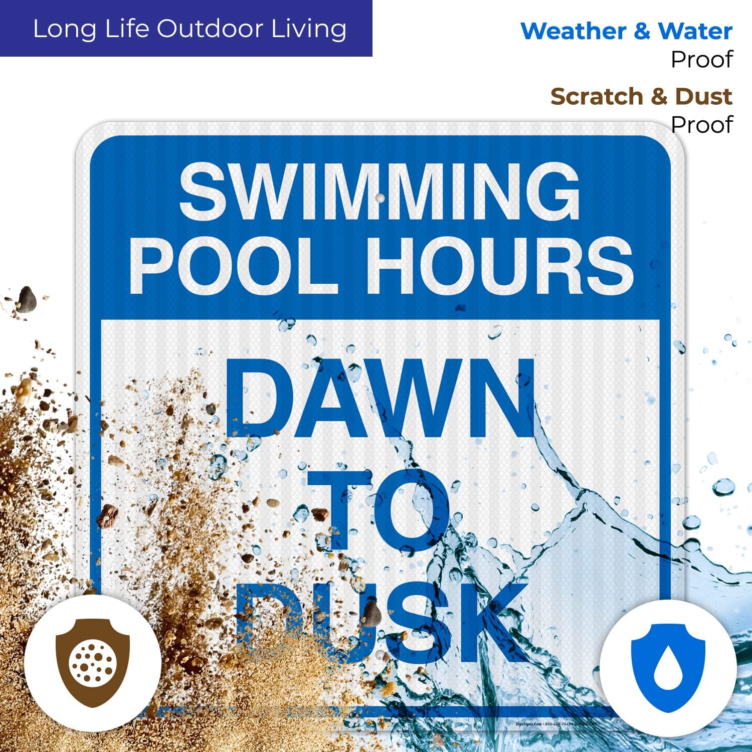 Swimming Pool Hours Sign, Pool Sign, (SI-6606) 24x24 Inches, 3M EGP Reflective.080 Aluminum, Fade Resistant, Made in USA by Sigo Signs