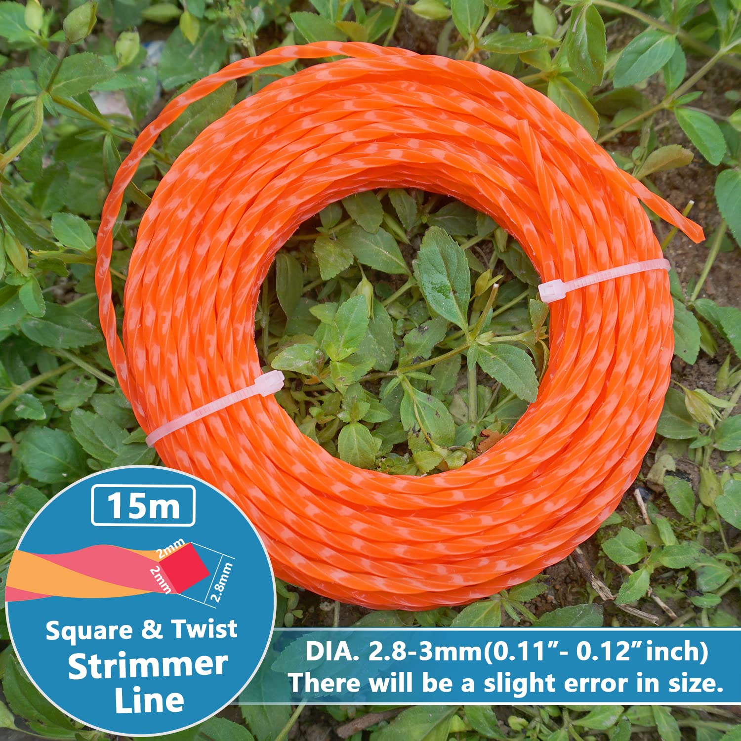 Trimmerschnur 4 Mm X 10 M – Quadratisch, Aus Nylon, Für Rasentrimmer & Freischneider Mit Manueller Zufuhr