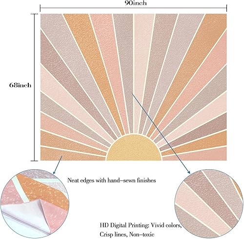 Miniatura 7 de Kanuyee Tapiz bohemio para colgar en la pared, diseño retro de los años 70, diseño abstracto de arco iris estético, para dormitorio, sala de estar,