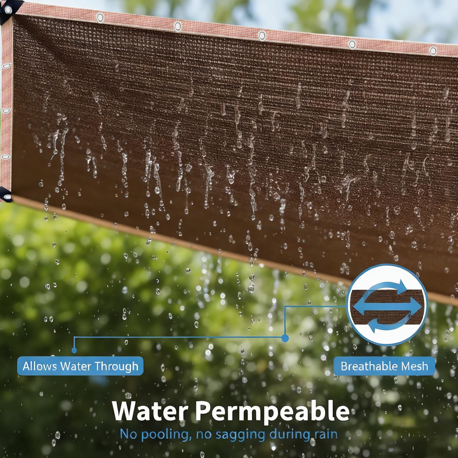 Red de Sombreado 1.2x9.8m, Tejido con 90% de Sombreado, Toldo de Malla con Ojales, Protección Solar y Aislamiento Térmico, Resistente al Polvo y a los Rayos UV, para Patio, Jardín, Marrón