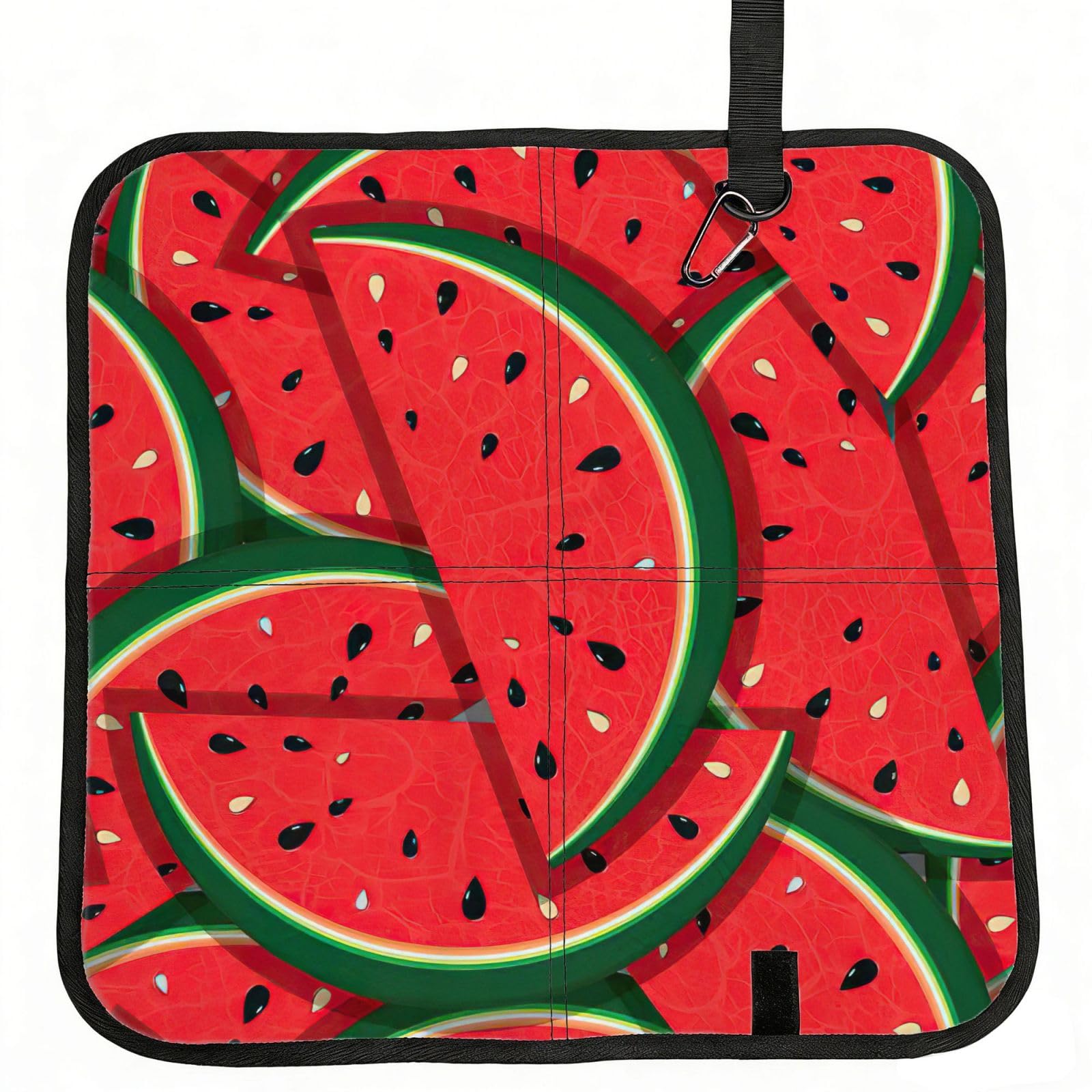 KAPPTYY Red Watermelon Printed Bleacher Seat Cushion PE Foam Filling, Foldable Sitting Pad for Concert Stadium Events