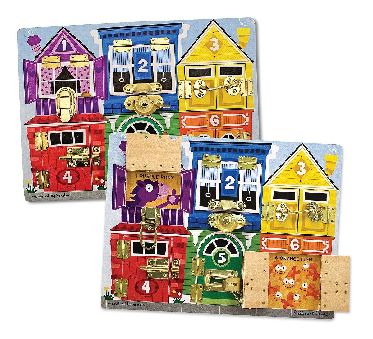 Melissa & Doug Gioco In Legno Il Puzzle Delle Serrature E Lacci Tavola Attivita & Tavola Con Serratura E Chiavistello Gioco, Multicolore, 19540