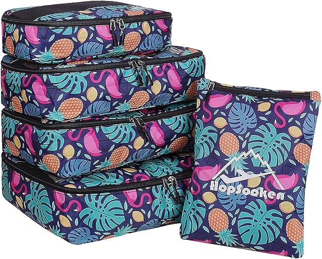 ehsbuy Zestaw 5 sztuk kostek do pakowania ubrań bagażu organizer worki kompresyjne (ananas)