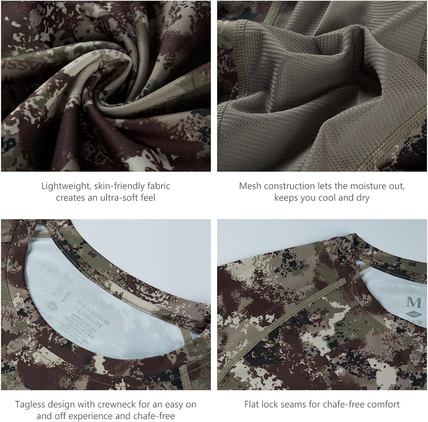 BASSDASH Men's Hunting Camo Performance Long Sleeve Shirt Fishing UPF50+ FS13M