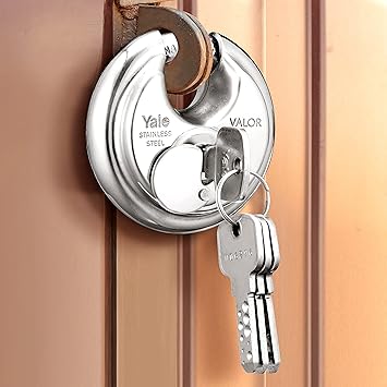Yale Valor Series Disc Padlock | SS304 Body with Chrome Finish | Size 90mm | 4 Keys (Pack of 2)