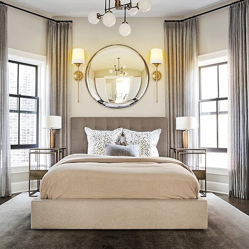 Miniatura 9 de HEQIQEH Lámpara de pared rústica vintage a pilas con control remoto, embudo acampanado, pantalla de tela de lino, regulable, para mesita de noche,