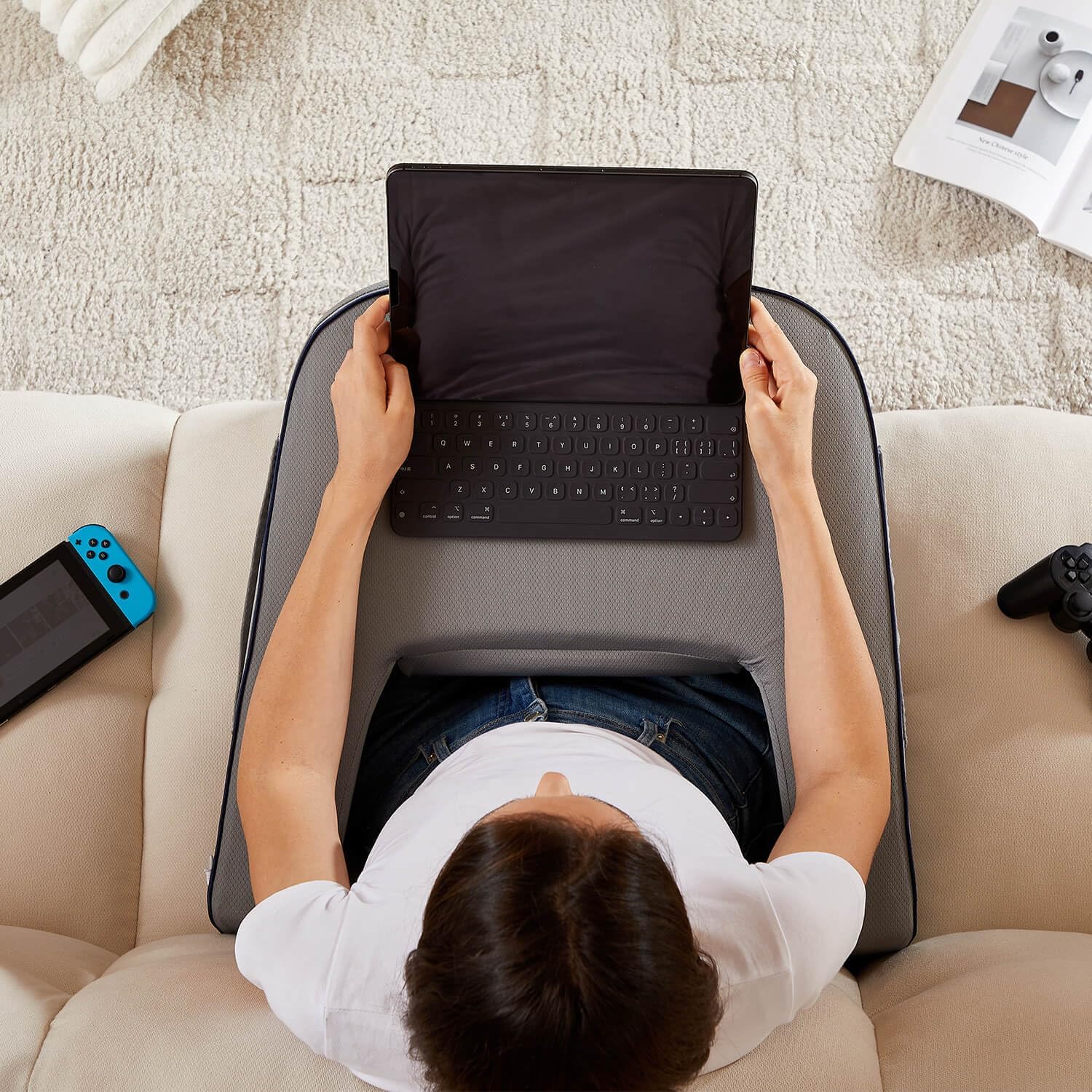 cooloo8 Lap Desk Pillow for Bed, Soft Arm Rest Pillow