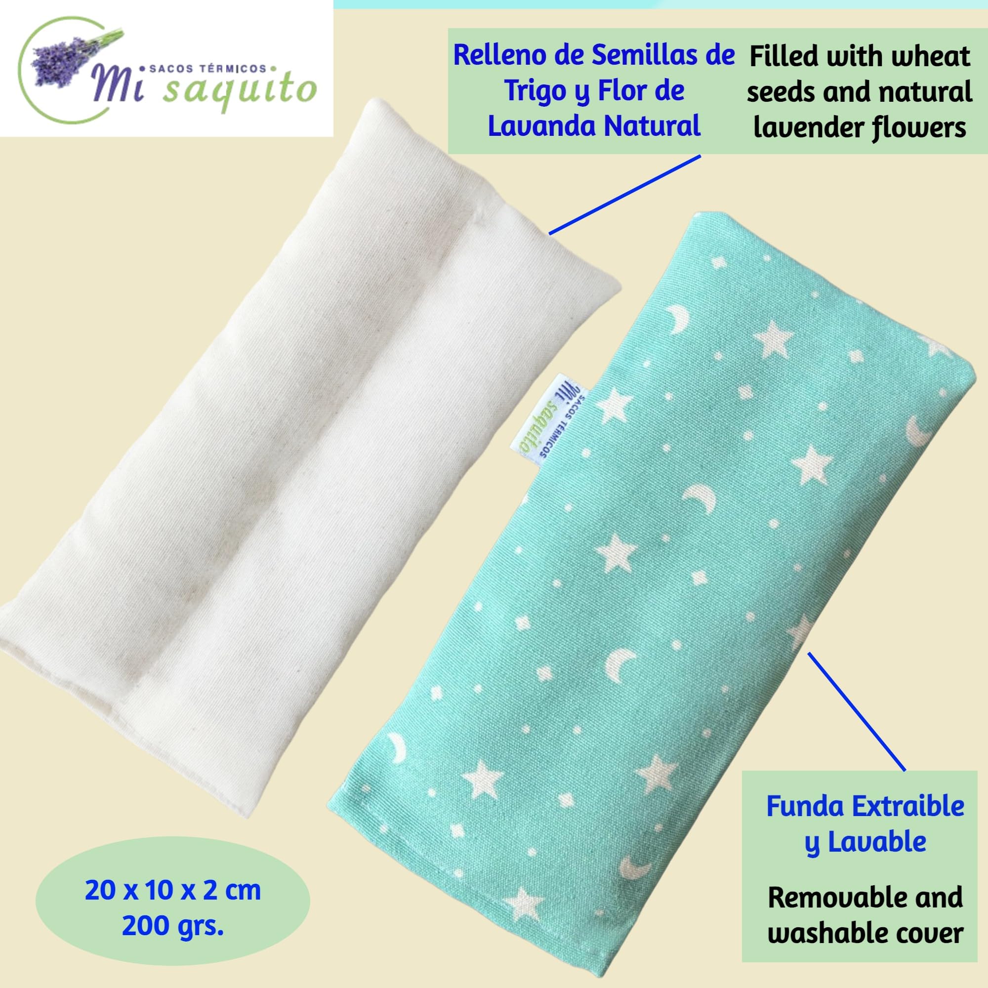 Saco Térmico de Semillas para Bebé 20x10 cm con Funda Lavable–Saquito Anticolicos para Microondas – Bolsa Térmica con Semillas de Trigo y Lavanda para Recién Nacido –Alivio Cólicos Bebé (B-JADE)