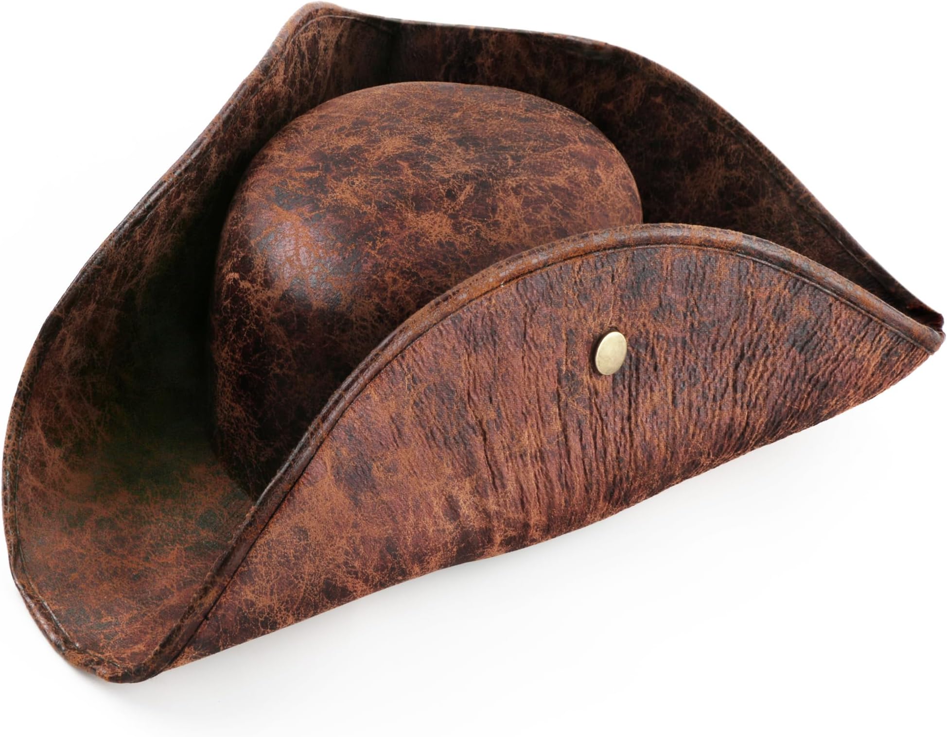Srnede Pirate-Hat Women Tricorn Brown Pirate Men Leather Faux Leather Vintage Wrinkle Distressed Brown