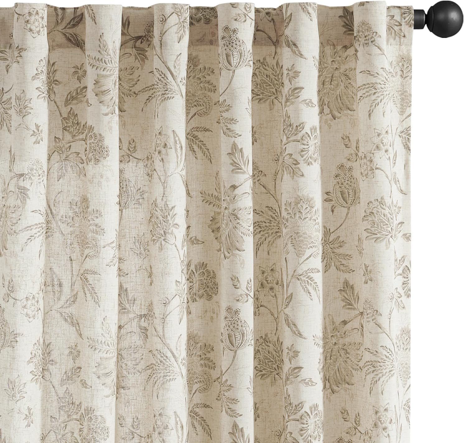 jinchan Linen Floral Curtains for Living Room with Printed Flower 96 Inches Long Light Filtering French Country Back Tab Rod Pocket Taupe Window Curtain Set Farmhouse Drapes 2 Panels Taupe 50"W x 96"L (Pack of 2) Jacobean Taupe