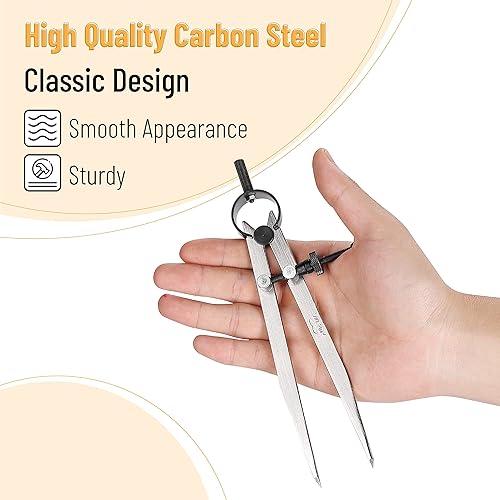 Miniatura 10 de Mr. Pen - Brújula profesional con cerradura, 8 pulgadas, brújula de lápiz, brújula para carpintería, brújula para geometría, divisor de alas, dibujo