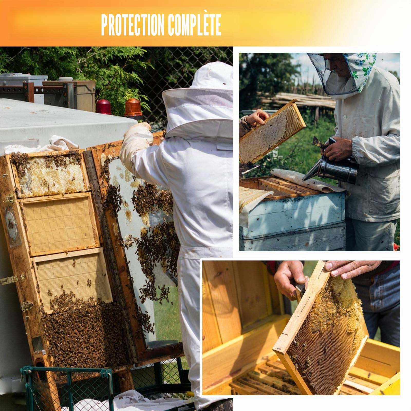 beekeeper kit D'apiculture complet 30PCS Outil de ruche bee d’apiculture avec fumoir d’abeilles,Costume Apicole avec Chaperon Anti Guêpes,Grattoir de Ruche