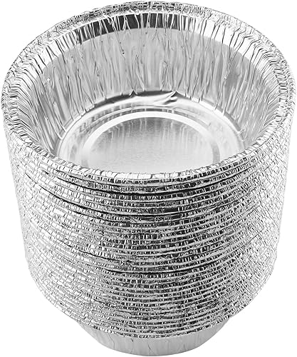 Miniatura 1 de Othmro Recipientes de alimentos de papel de aluminio de 4.7 x 1.7 pulgadas (DiaxH), bandejas desechables para llevar, 100 sartenes redondas de papel