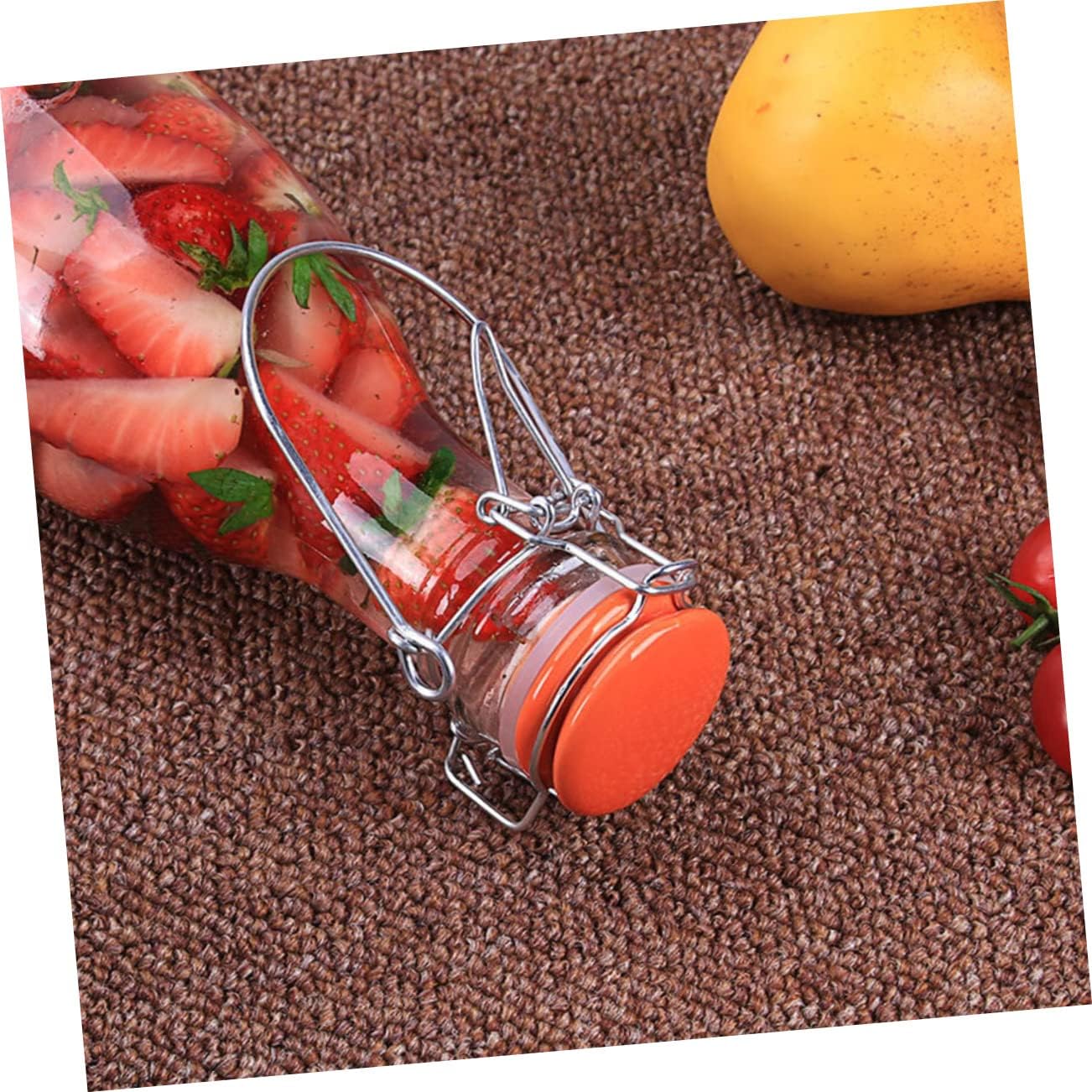 LABRIMP 1Pc Swing Glass Bottle Airtight Thick Glass Storage Bottle with Clasp for Juicing Water Beer Wine Leak Design for Freshness and Easy Serving