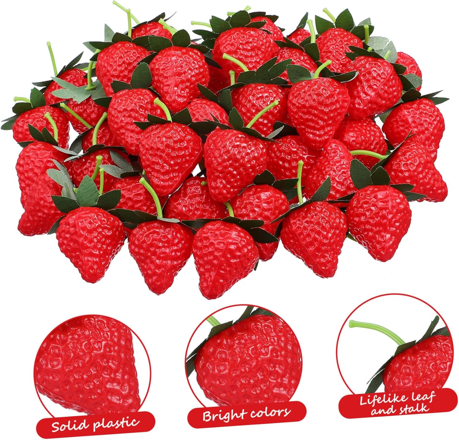 Cabilock 150pcs Realistic Fake Strawberries Artificial Plastic Fruits Multi-Purpose Decor