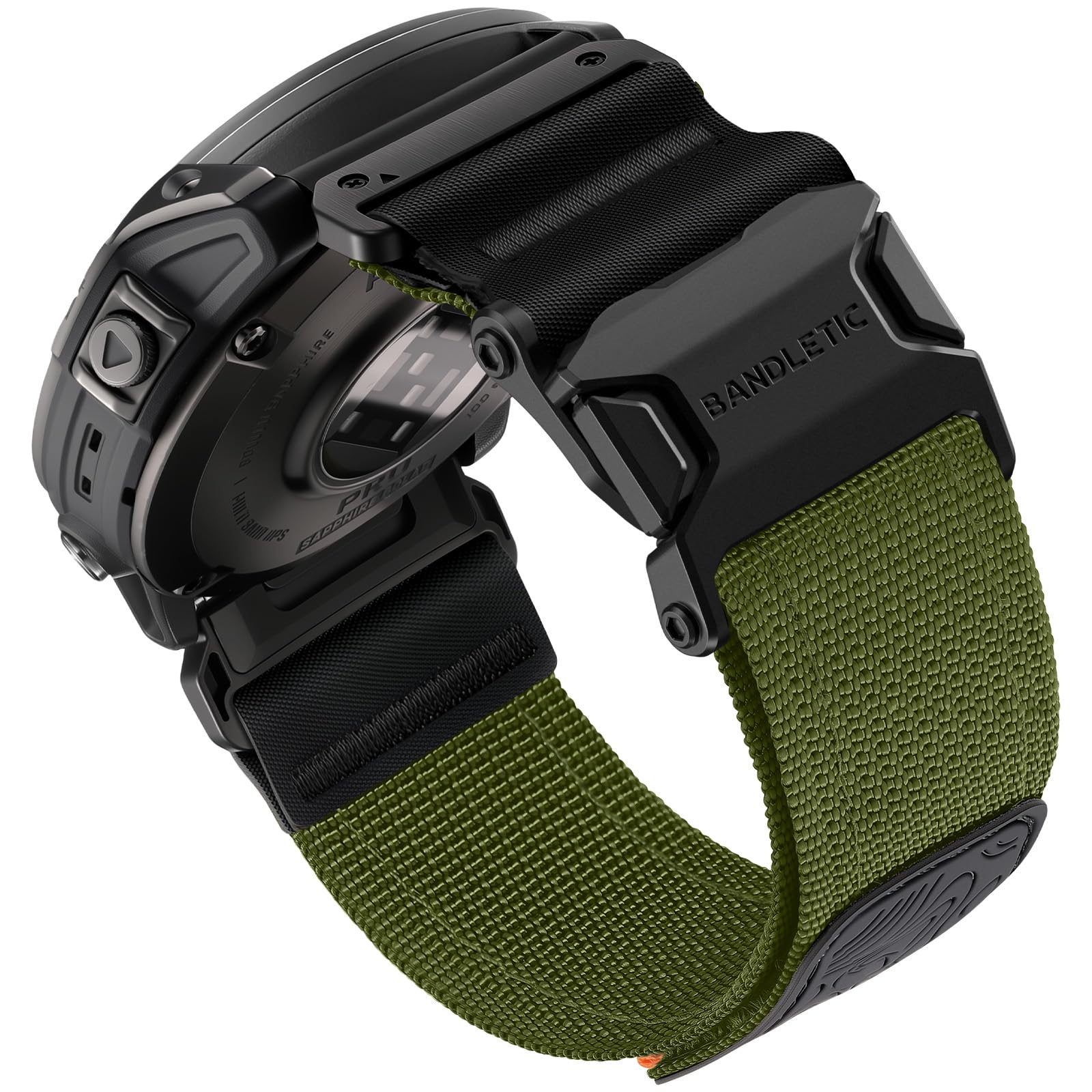 Bandletic 22mm Nylon Armband Kompatibel mit Garmin Quick Fit Fenix 8/E 47mm/Fenix 7/Fenix 7 Pro/Fenix 6 Pro/Fenix 6/Fenix 5/Fenix 5 Plus Forerunner 965/955/945/935/Instinct 2/3/Quatix 8/Epix 2 Pro