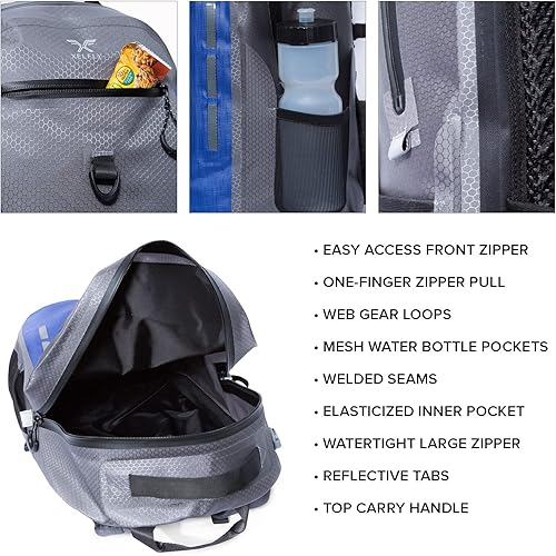 Miniatura 6 de Xelfly Submersipack Mochila Impermeable - Bolsa Seca Duradera de Nylon Revestida de TPU Flotante, Inflable y Sumergible con Cierre Hermético para