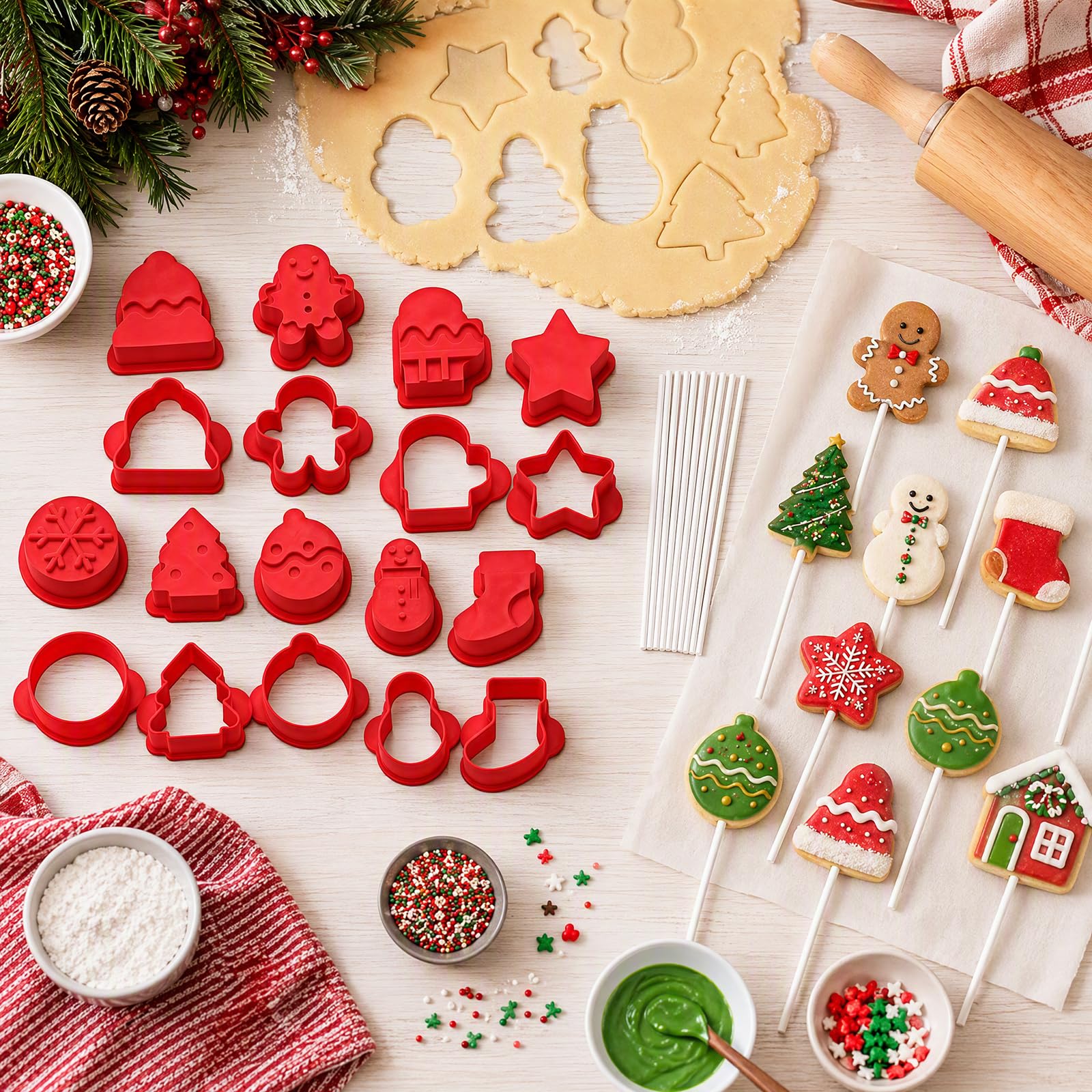 Xmas 10 forme Cookie Cutter Set Gingerbread Snowflake Tree House Christmas