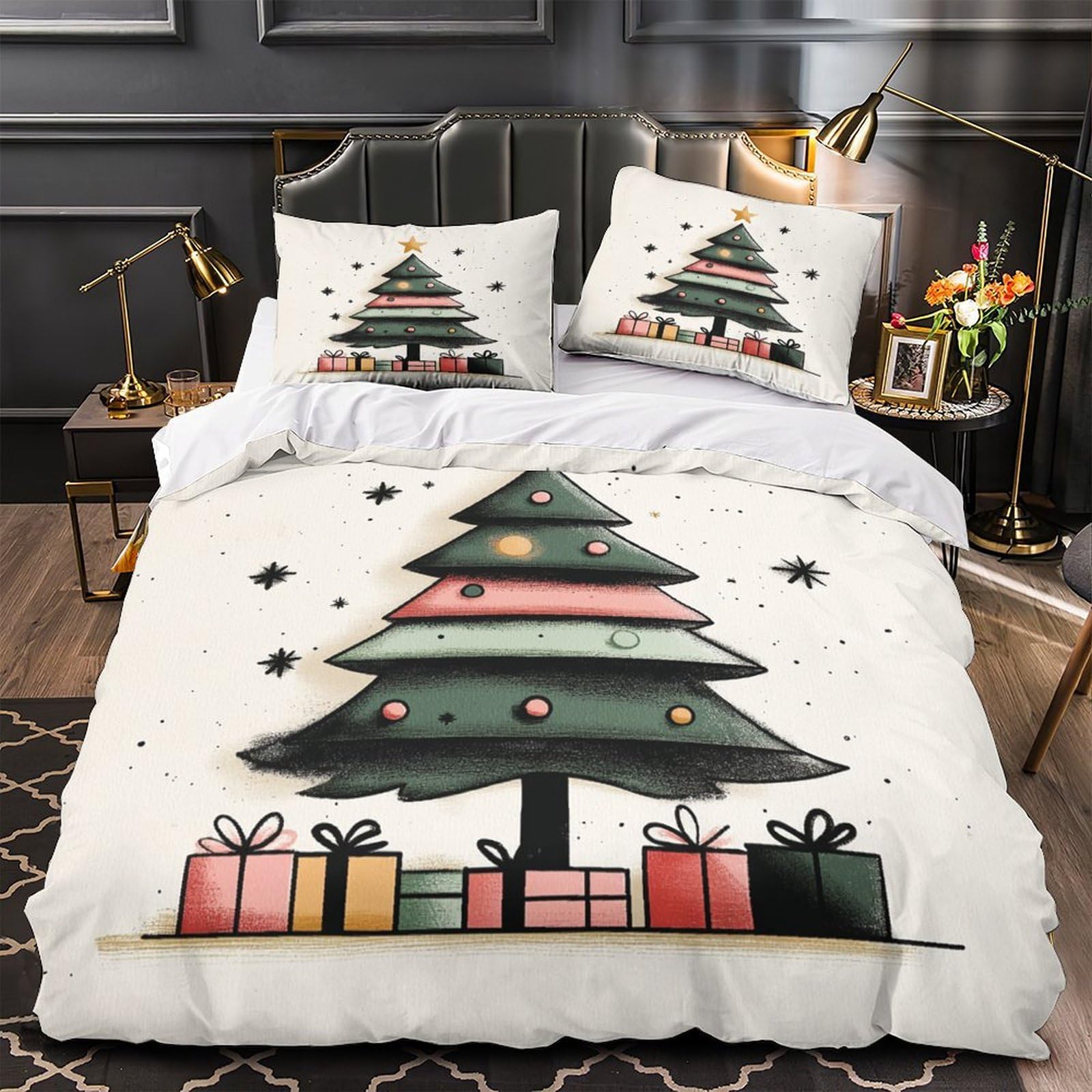 Housse de Couette Sapin de Noël pour Déco de Chambre Ado