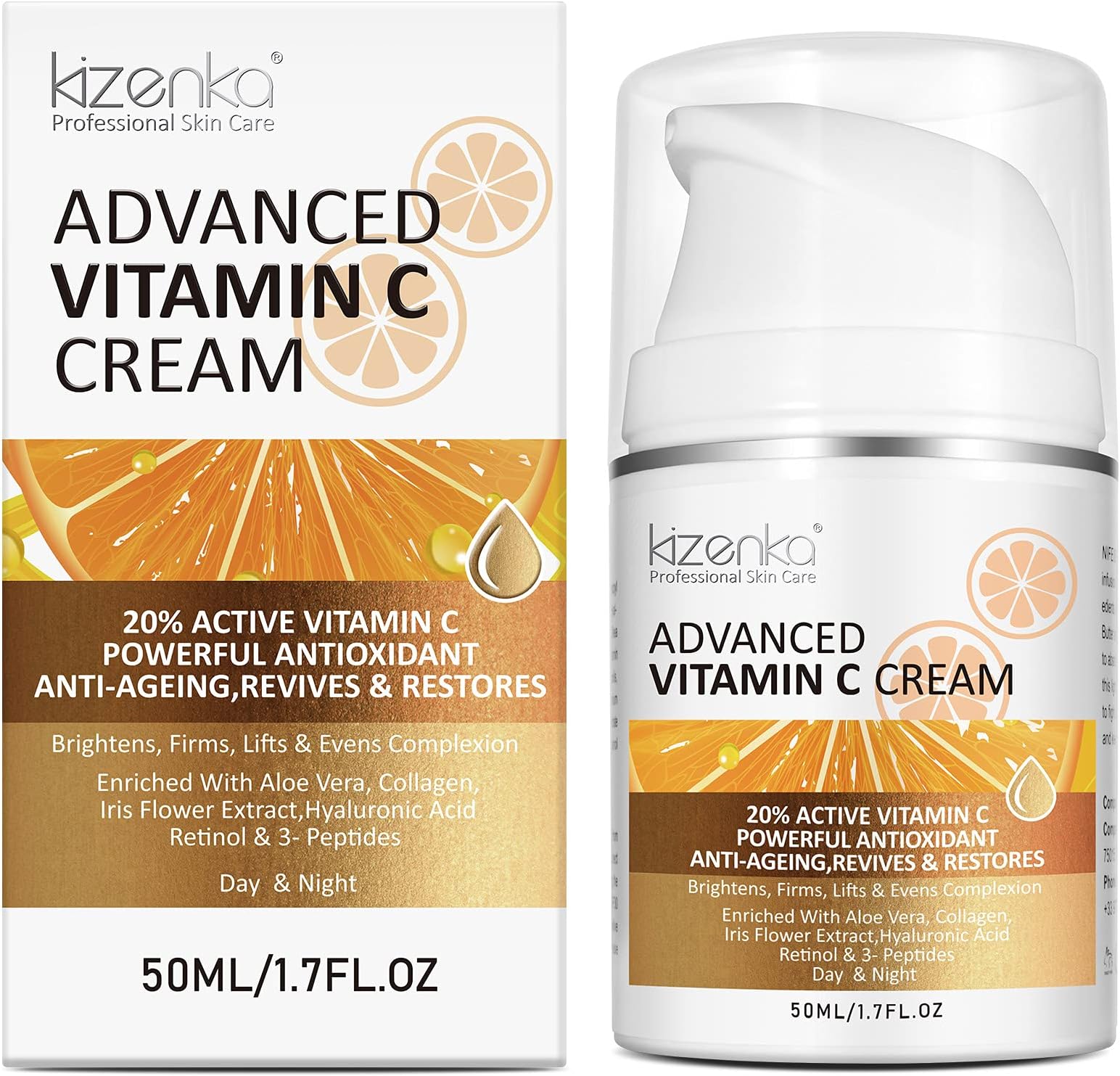 Vitamin C Cream, 20% Vitamin C Age Aging Cream for Face and Skin, Moisrturiser Day Cream Fits for Women for Smoothing Fine Lines & Wrinkles - 50ml