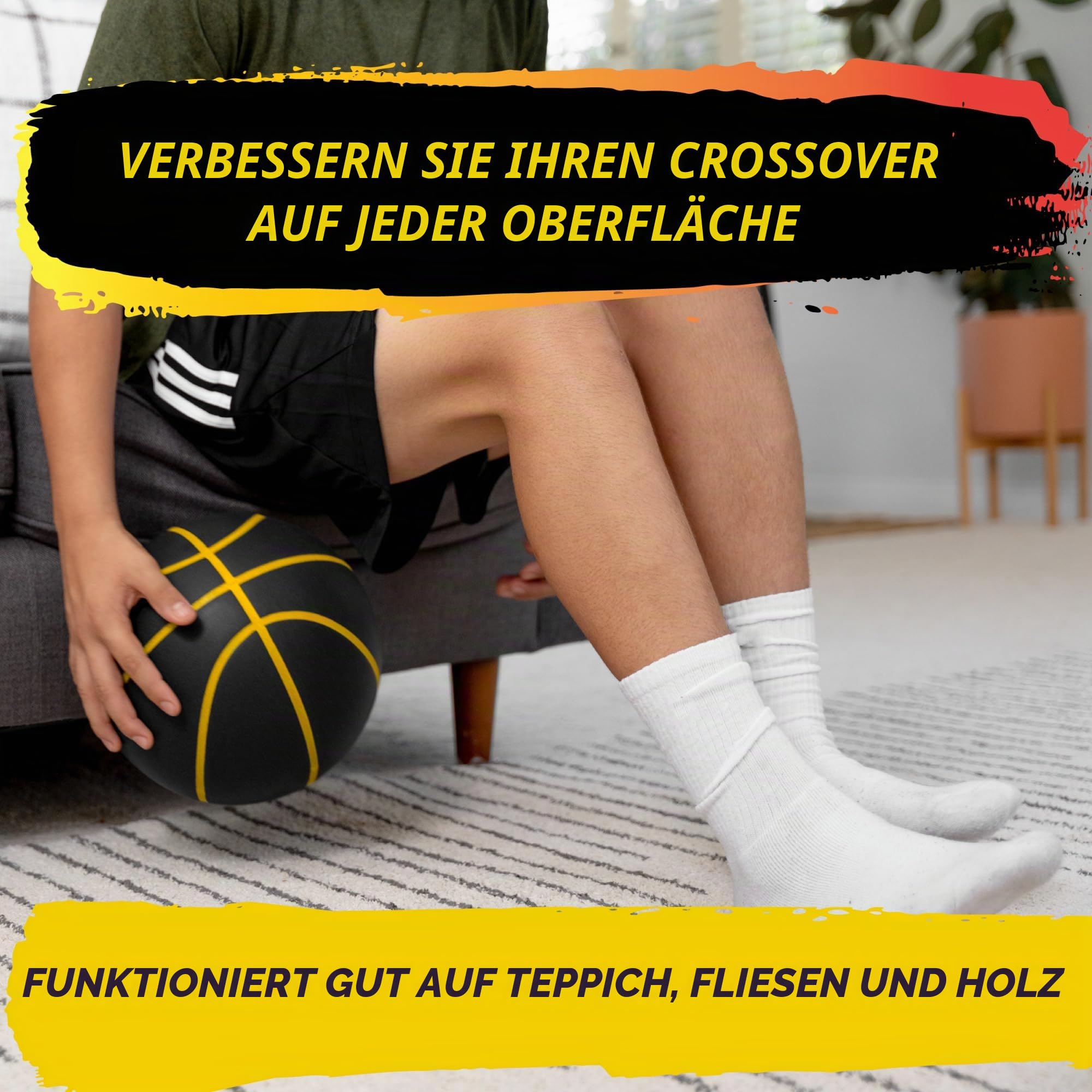 SKLZ Bashhhketball Pro Silent Basketball - Offizieller Schaumstoff-Basketball in Größe 7, 74,9 cm Indoor-Trainingsball mit echter Sprungkraft, leisem Dribbling, robuster Konstruktion und echten