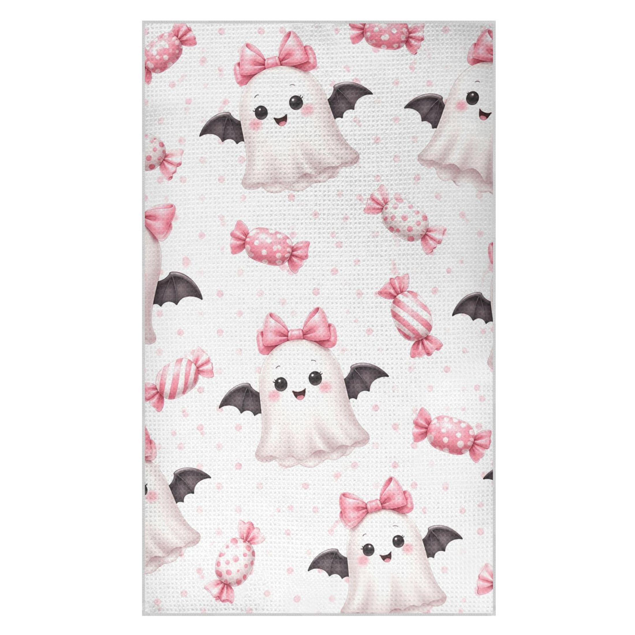 Kutsu Ghosts Waffle Weave Kitchen Towels Absorbent Quick Drying Dish Towels for Kitchen, Decorative Tea Towel, 18x30 in