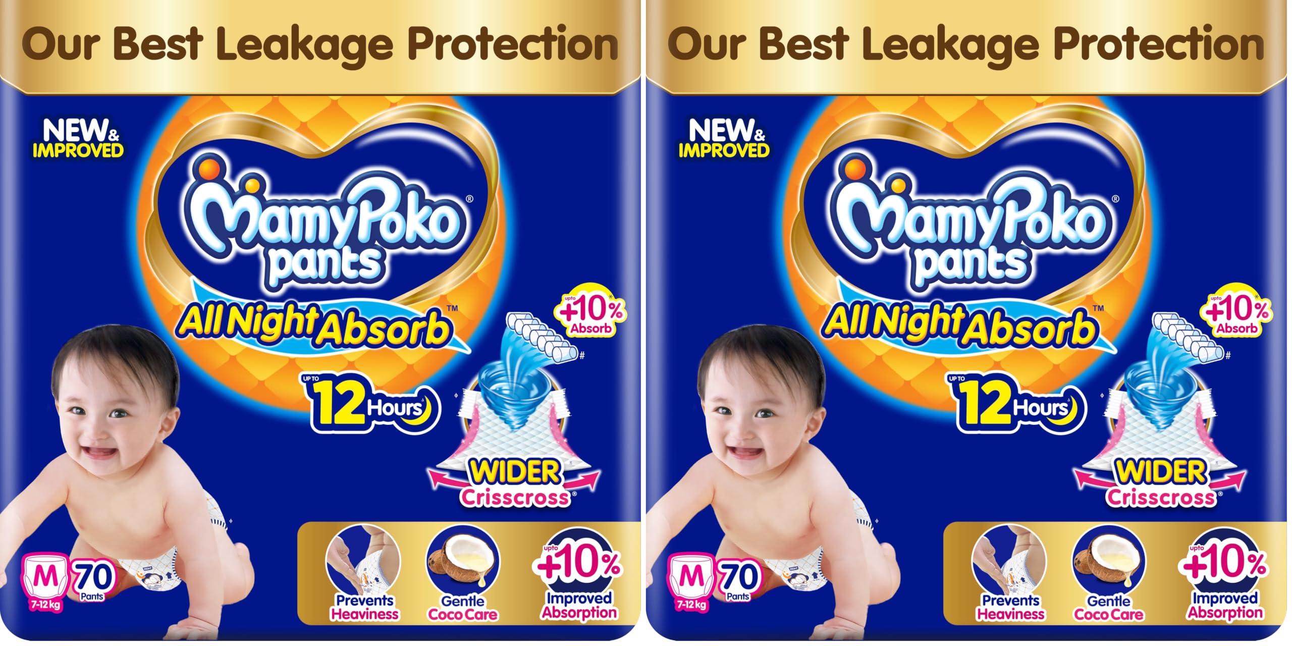 New Mamypoko Pants Premium All Night Absorb| Pant Style Baby Diapers Medium Size(M), 70 Count, Ideal for 7-12Kgs|1 Diaper: Upto All Night Absorption now with 10% increased power|Wider Crisscross Sheet|Gentle Coco Care| 12hr Leakage Protection| Prevents Heaviness.-image-33