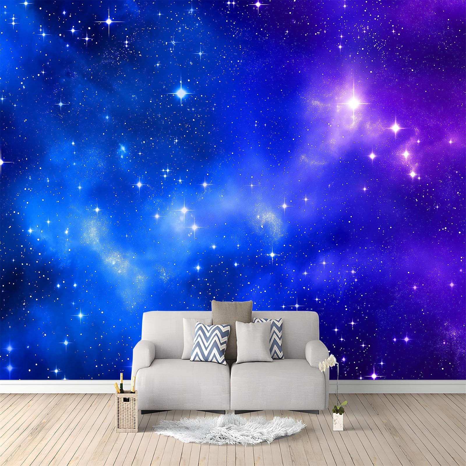 Fototapeta Gwiaździste Niebo Wszechświat Fantazja Science Fiction 400 x 280 cm, Tapeta Ścienna - Nowoczesna Dekoracja Salon Sypialnia Biuro Niebiesko-Fioletowy
