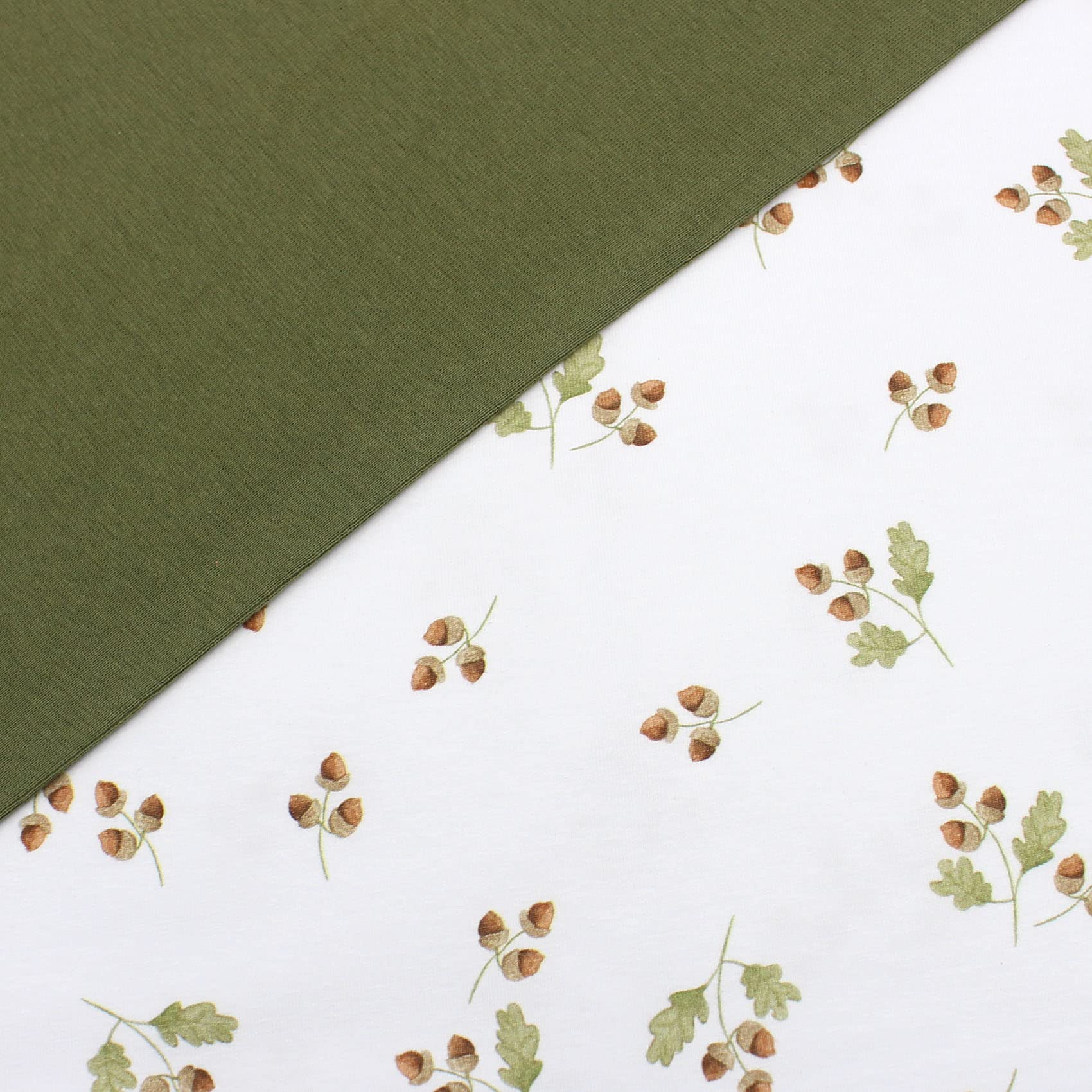 Fabric Package 0.5 m Jersey + 0.5 m Cuff Fabric for Sewing Children's Clothes Jersey Fabric (Hazelnut Branches + Pickle Set 64) - Image 2