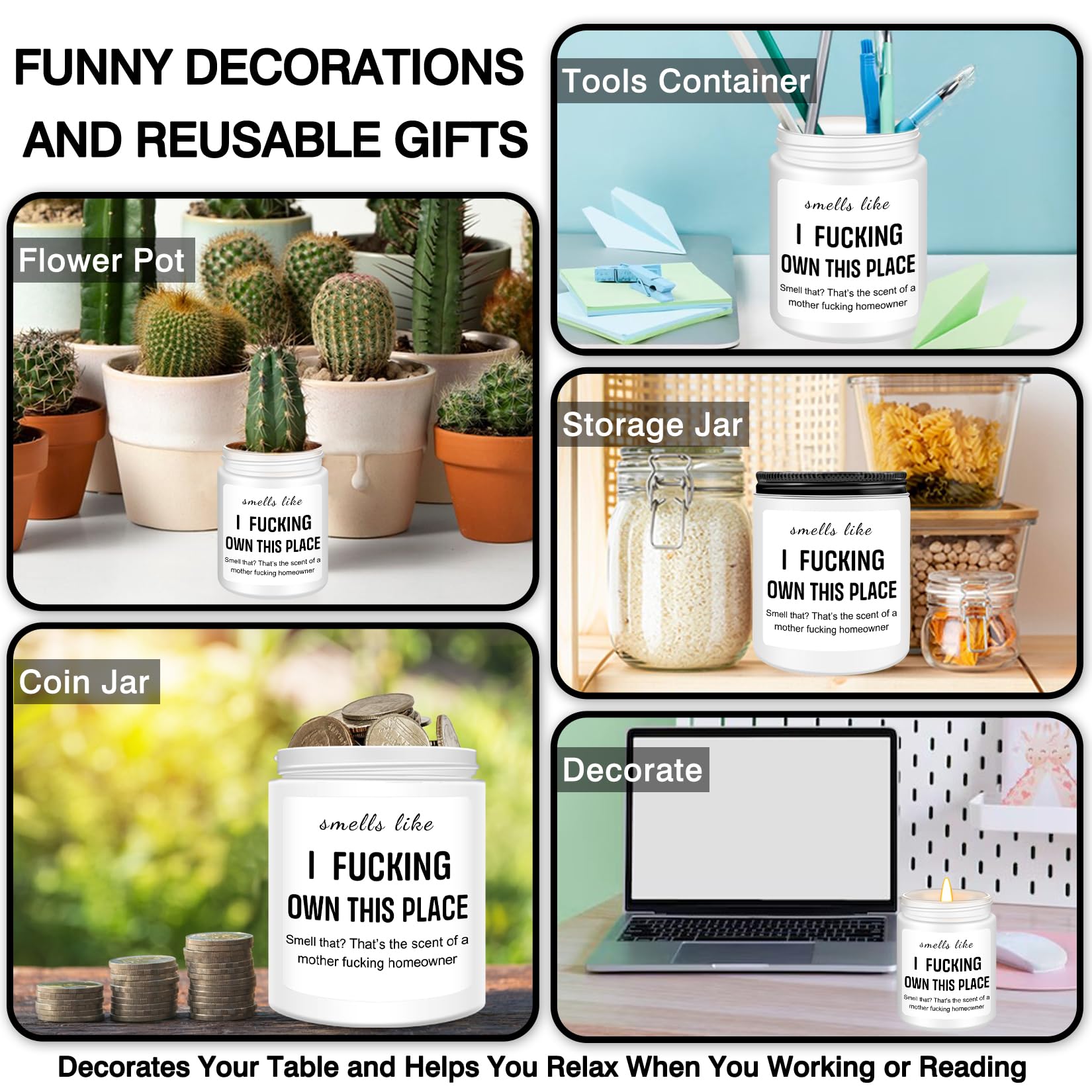 Homsolver House Warming Gifts New Home, Funny Housewarming Gifts for Women, Men, Neighbor, New Homeowner, Apartment, House Warming Party Lavender Candles Decor Gift Ideas