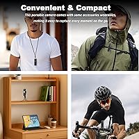Vista 5 de Cámara corporal con grabación de audio y video, cámara corporal HD 1080P con lente giratoria de 180°, batería de 6 horas, visión nocturna automática
