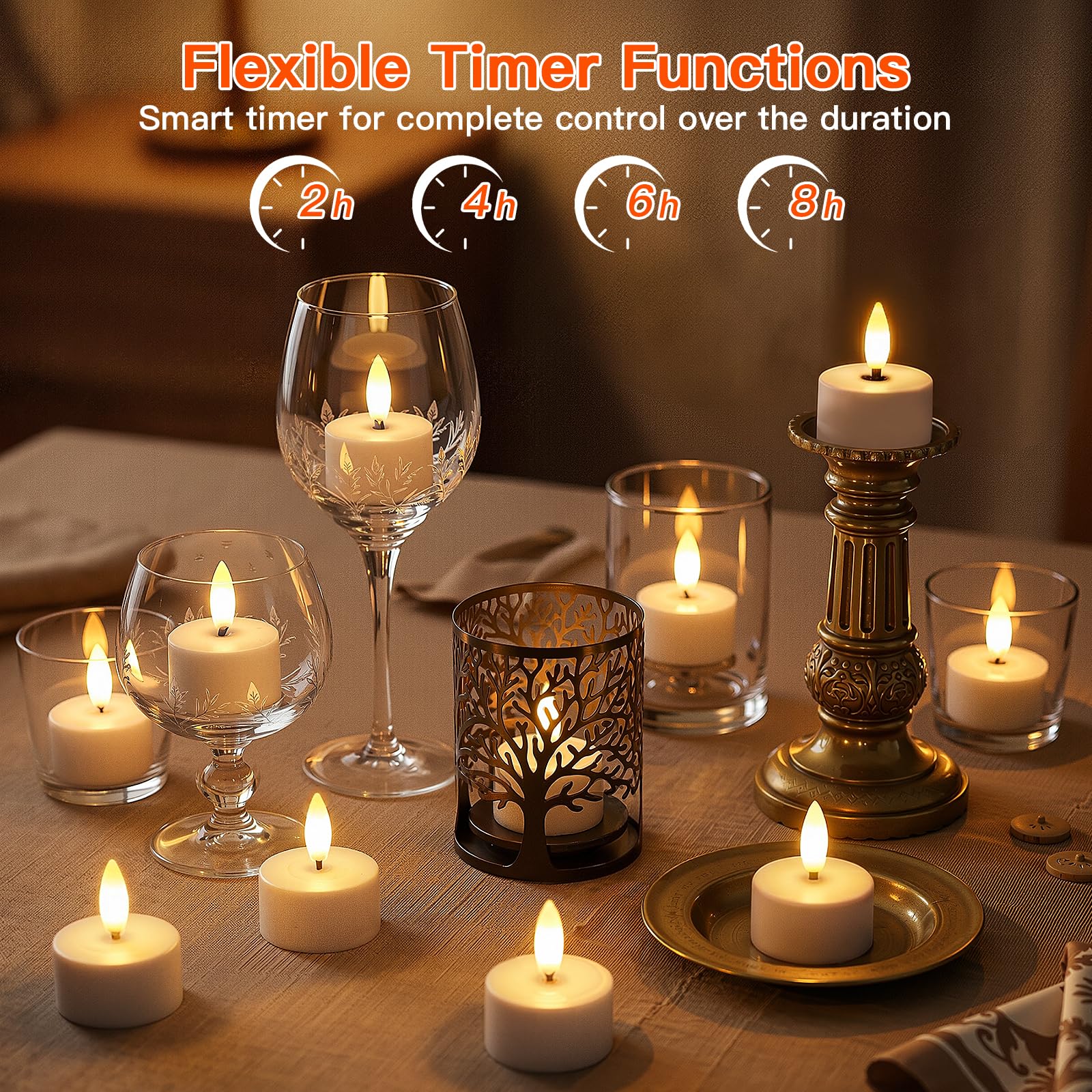 Ketom LED Teelichter mit Timer, Elektrische Teelichter Aufladbar, 6 Stück | Flammenlose LED Teelichter mit Fernbedienung und Ladestation, Dimmbar, Timer, Warmweiß, für Party Home Halloween Decoration